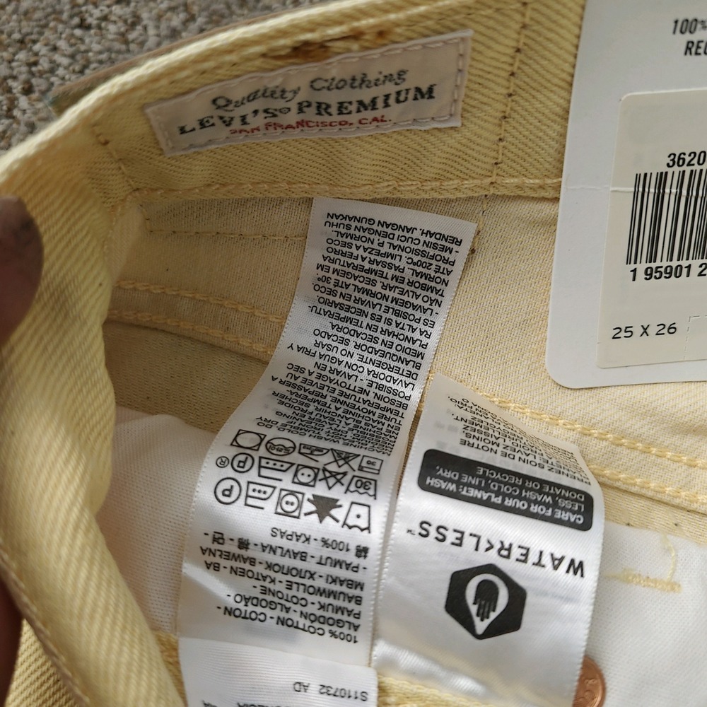 Levis Fresh 501 Cropped Jeans Womens 25x26‎ Yellow High Rise Straight Leg - Picture 8 of 13
